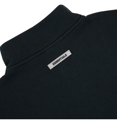 ESSENTIALS BLACK HALF ZIP SWEATSHIRT