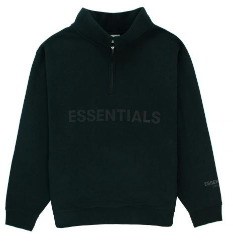 ESSENTIALS BLACK HALF ZIP SWEATSHIRT