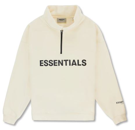 ESSENTIALS CREAM HALF ZIP SWEATSHIRT