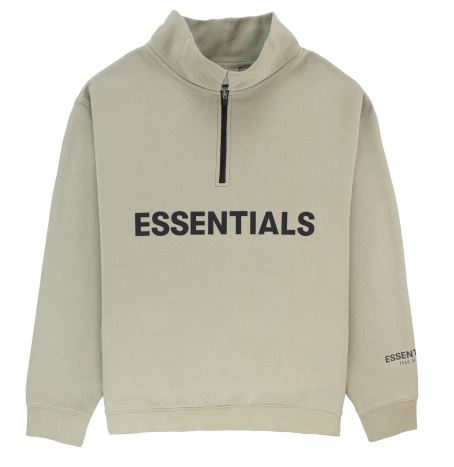 ESSENTIALS OLIVE HALF ZIP SWEATSHIRT