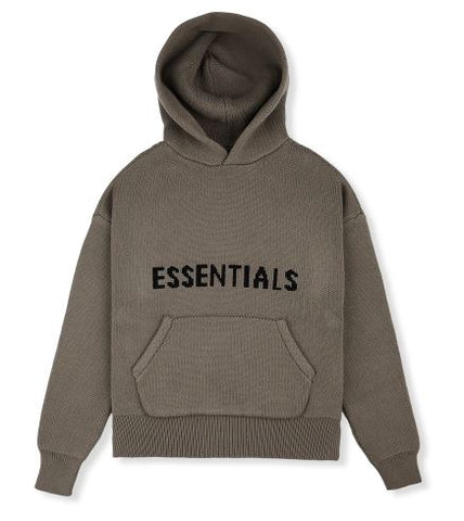 ESSENTIALS TAUPE KNIT HOODIE